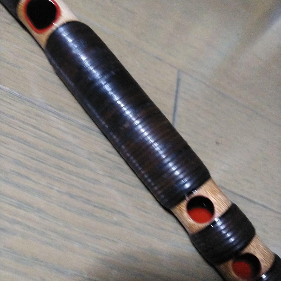 雅楽　龍笛　本管　煤竹　藤巻　(極太管)