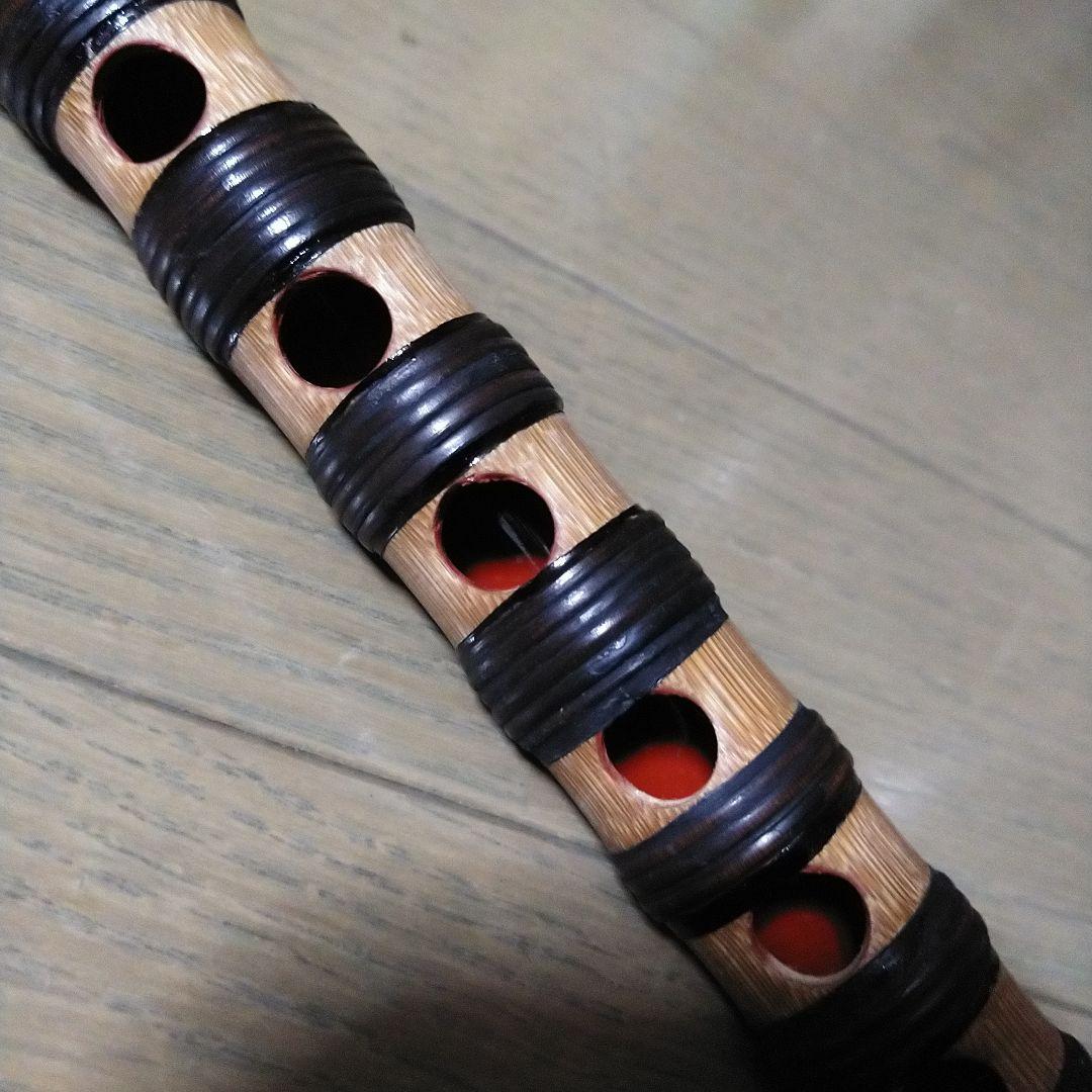 雅楽　龍笛　本管　煤竹　藤巻　(極太管)