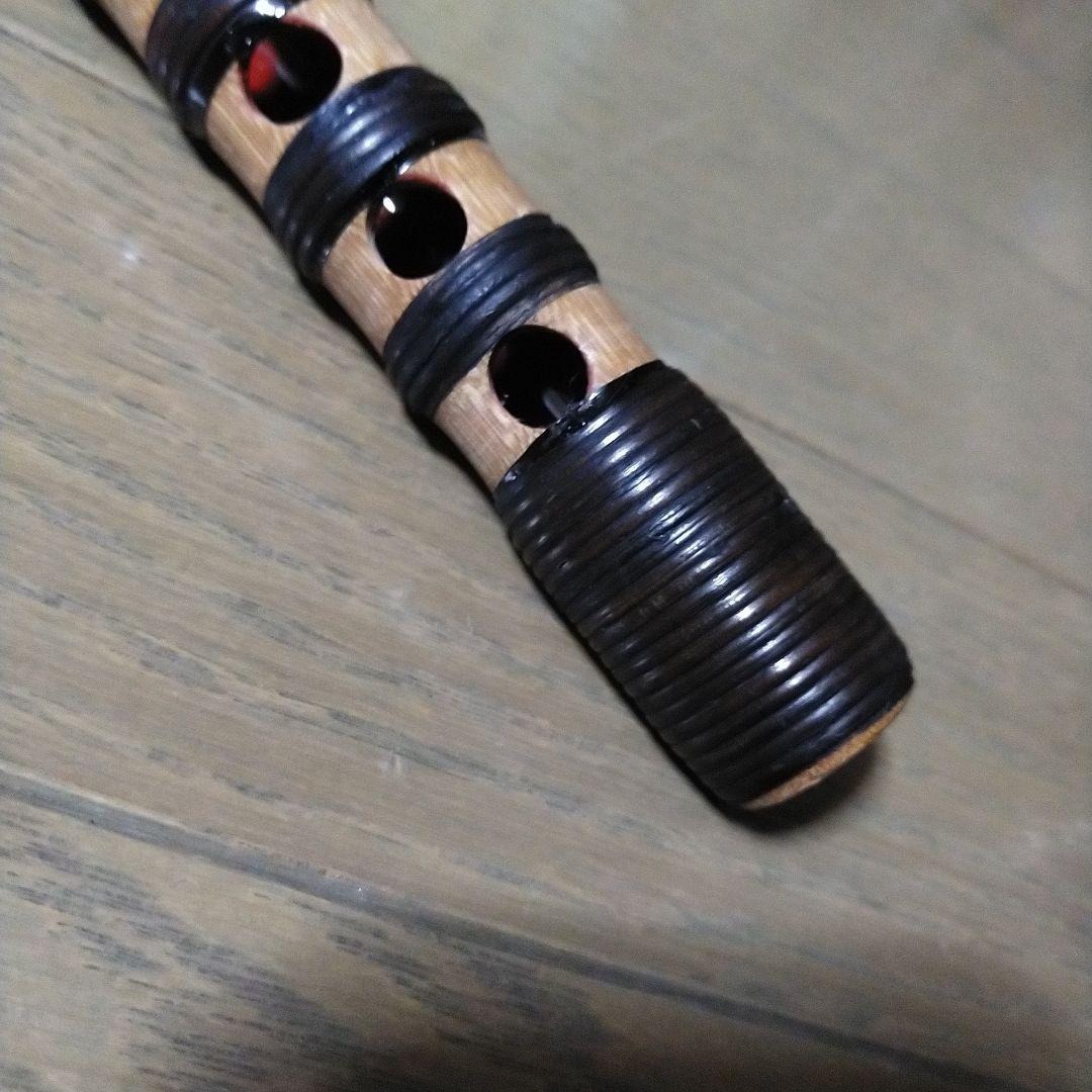雅楽　龍笛　本管　煤竹　藤巻　(極太管)