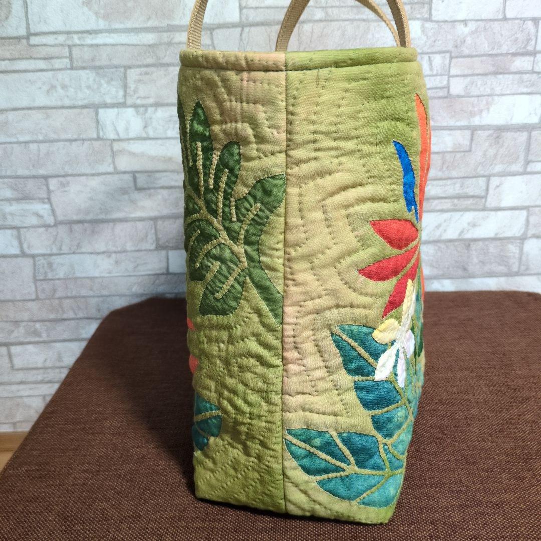 バードオブパラダイスのハワイアンキルトバッグ　ハンドメイド