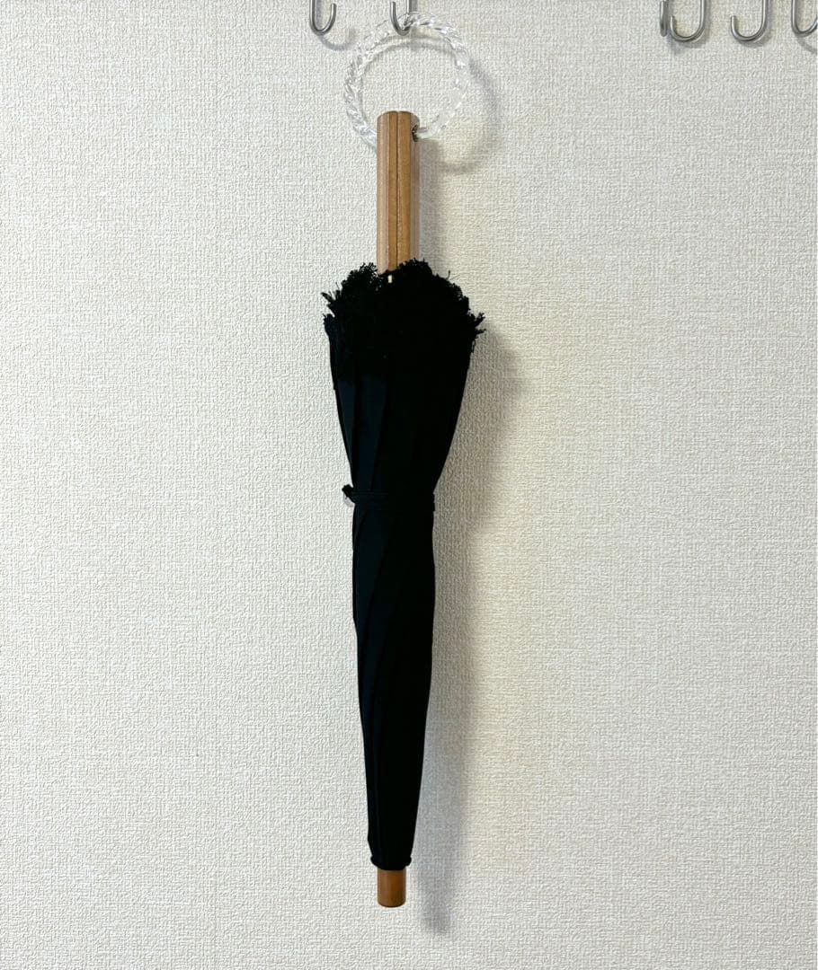 【大森商店】日傘 フリンジ大40cm 黒(傘袋付き）