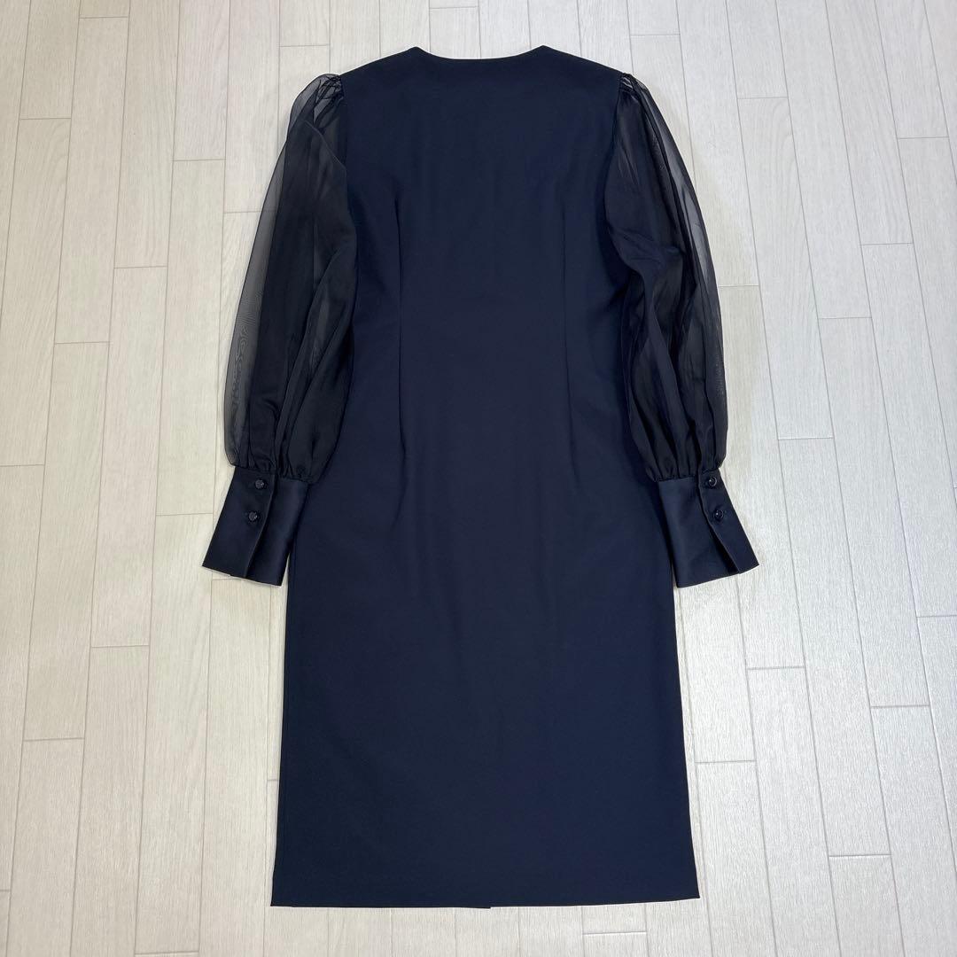 レジーナロマンティコ オーガンジースリーブワンピース リボン ネイビー 36