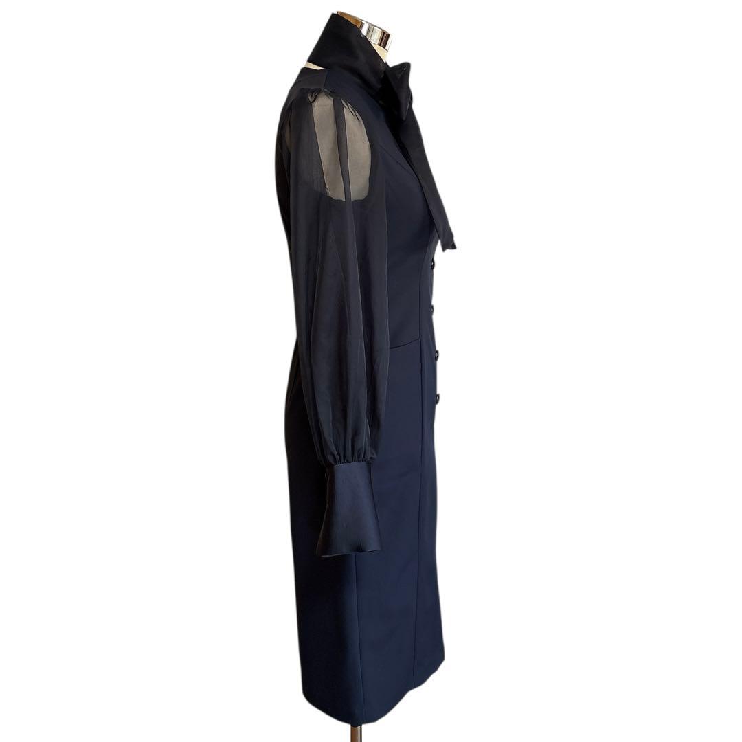 レジーナロマンティコ オーガンジースリーブワンピース リボン ネイビー 36