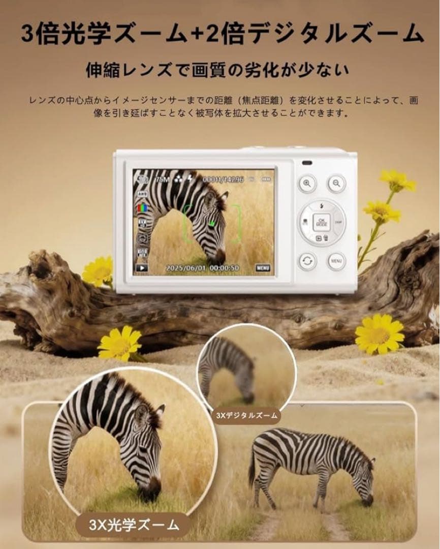 デジタルカメラ4K スマホに送れる デュアルスクリーン WIFI転送機能