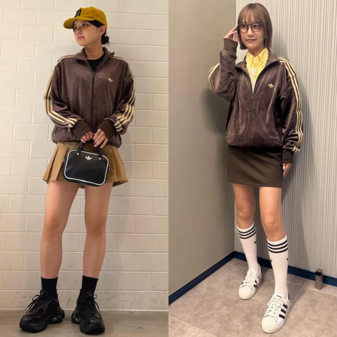 新品XS⭐️adidas ファイヤーバード ベロア トラックトップ ダークブラウン