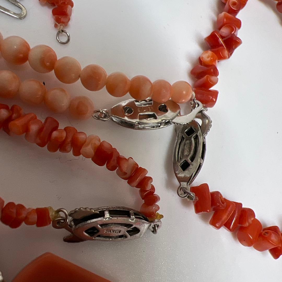 本赤珊瑚　アクセサリーなど色々　袋込210g 東Y8-0204ア㊱