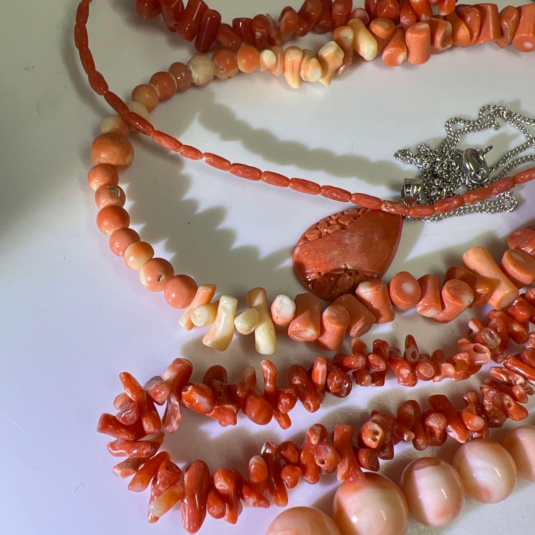 本赤珊瑚　アクセサリーなど色々　袋込210g 東Y8-0204ア㊱