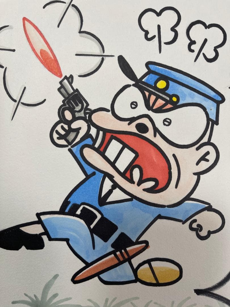 赤塚不二夫　天才バカボン【本官】直筆サイン色紙