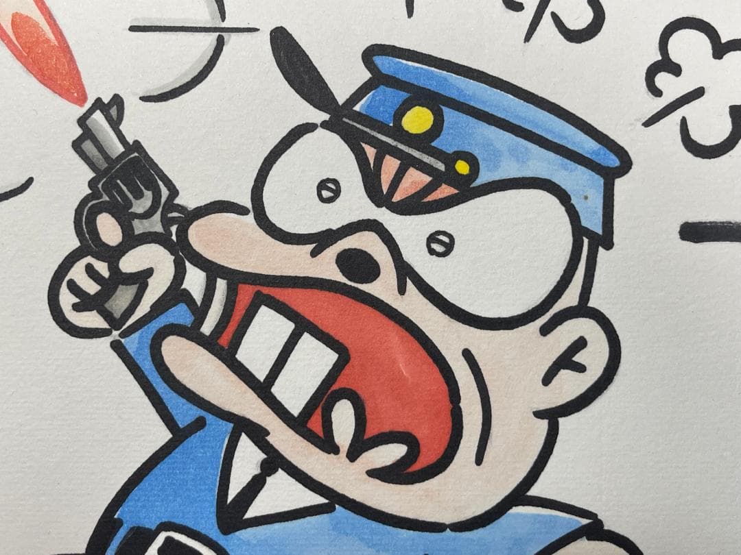 赤塚不二夫　天才バカボン【本官】直筆サイン色紙