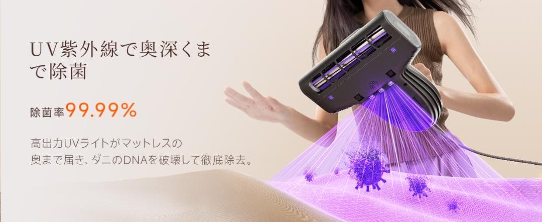 uwant 布団クリーナー 65℃熱風 布団掃除機 UV除菌 超音波 ダニ退治
