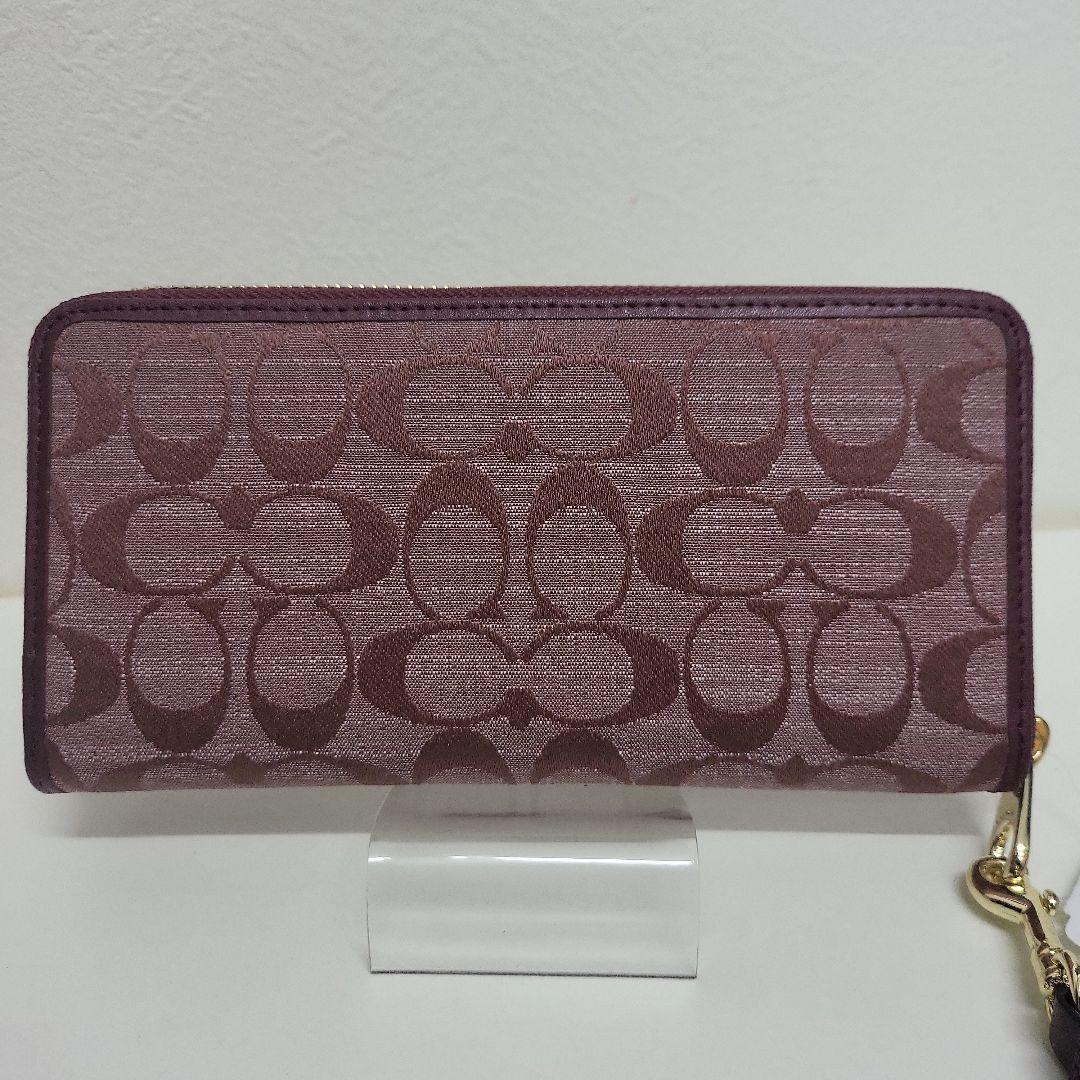 ハ*キ様 新品 COACH コーチ 長財布 シグネチャー ストラップ付き ボルド