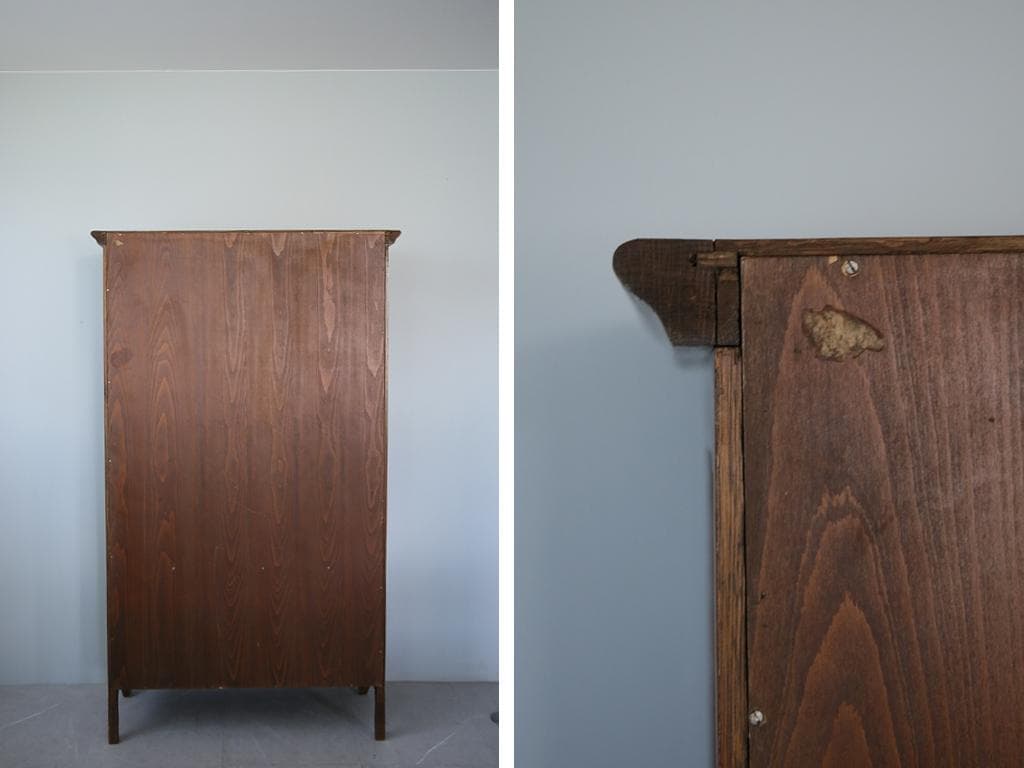 フランスアンティーク木製ブックケースキャビネット本棚/食器棚/飾り棚(90-93