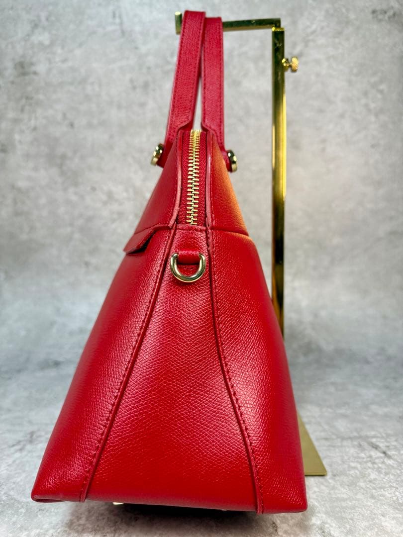 【極美品】FURLA フルラ パイパー M 赤 2WAY ハンドバッグ