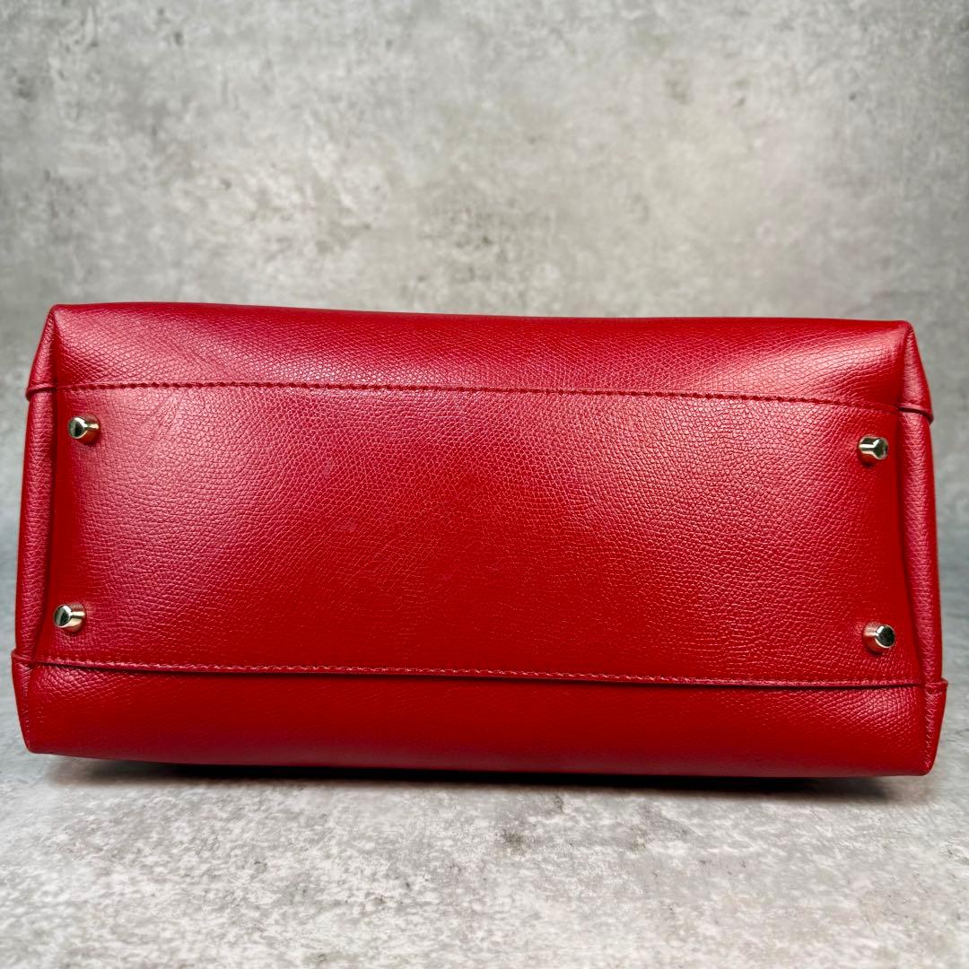 【極美品】FURLA フルラ パイパー M 赤 2WAY ハンドバッグ