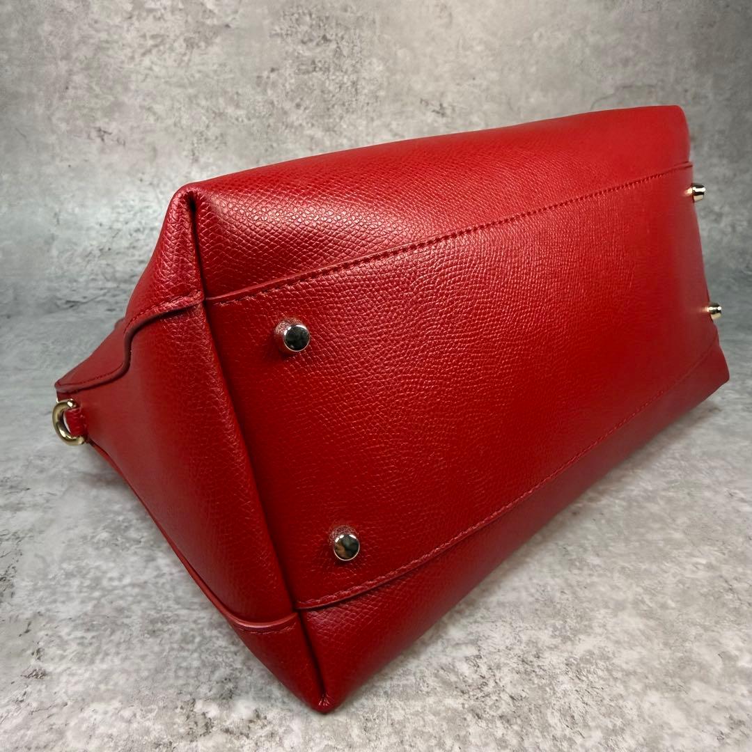 【極美品】FURLA フルラ パイパー M 赤 2WAY ハンドバッグ