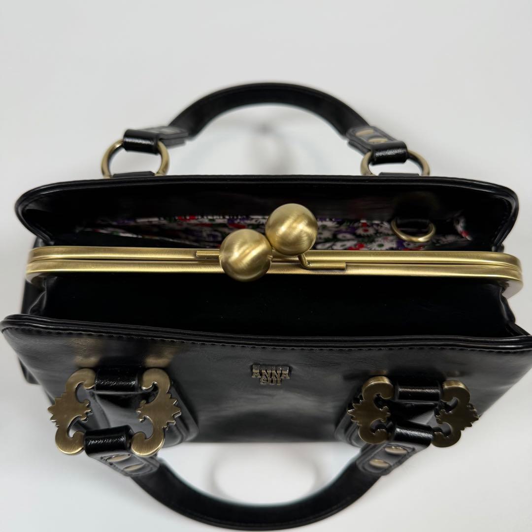 【未使用に近い】アナスイ　ハンドバッグ 2way がま口　ディディオン　黒