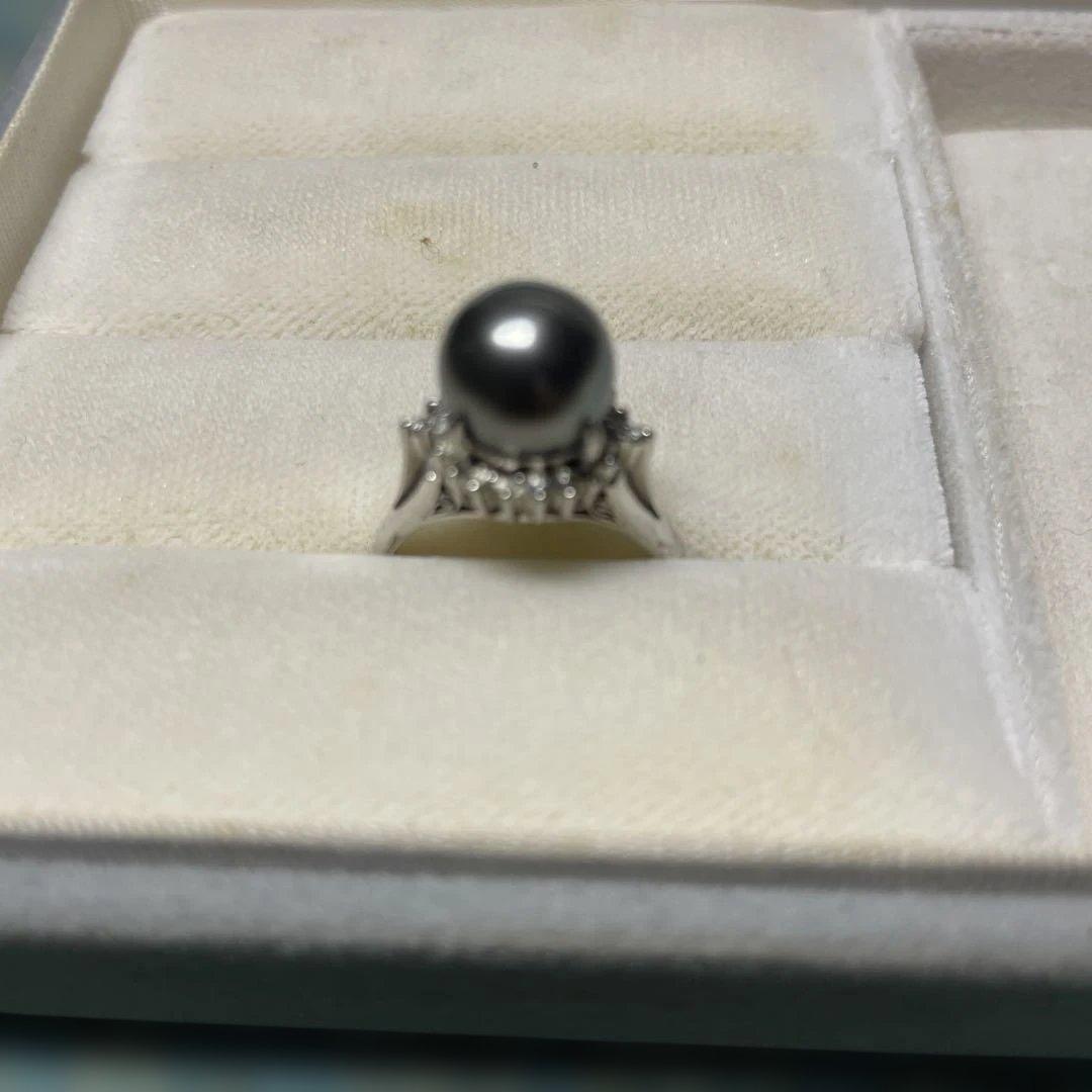 １０ｍｍ玉　黒真珠 プラチナ900リング