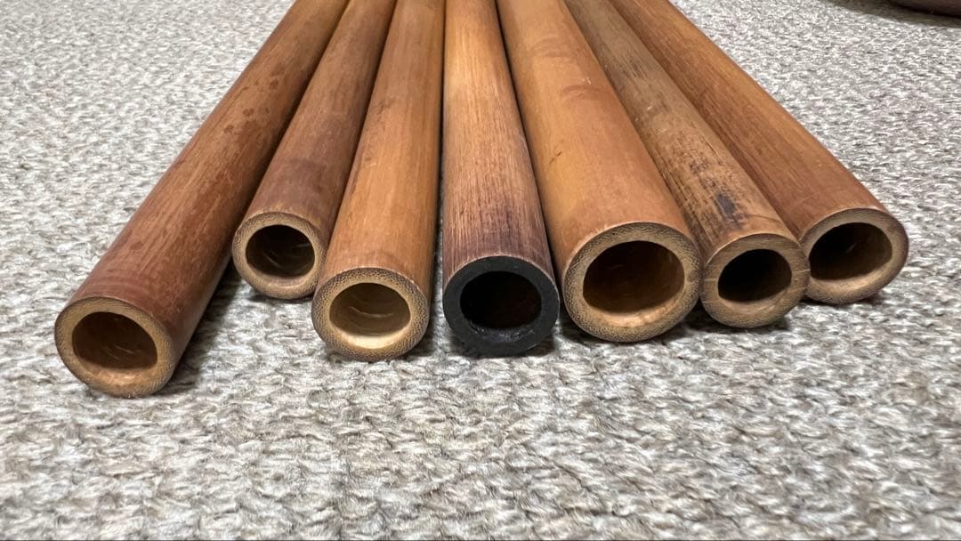 女竹 篠竹 竹材 篠笛 燻竹 素材7本セット 14番