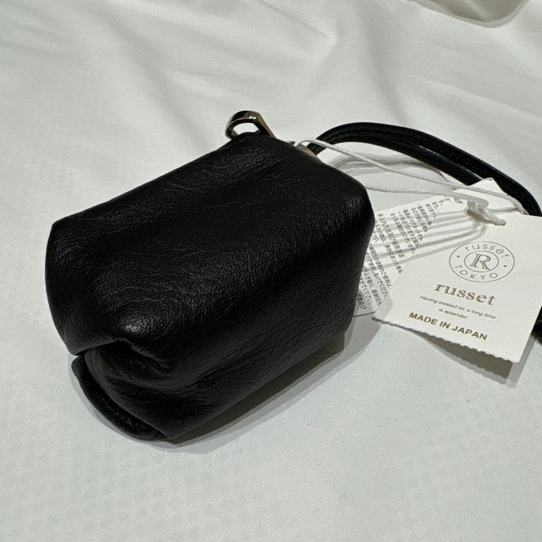 russet カラビナ付き レザーミニポーチ型チャーム