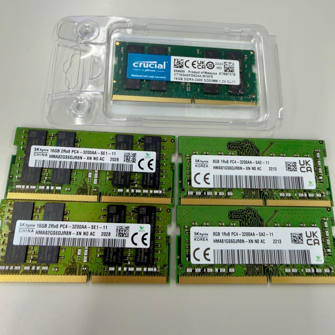 32GB DDR5 5600×2、32GB DDR4 3200×2 4セット＋他