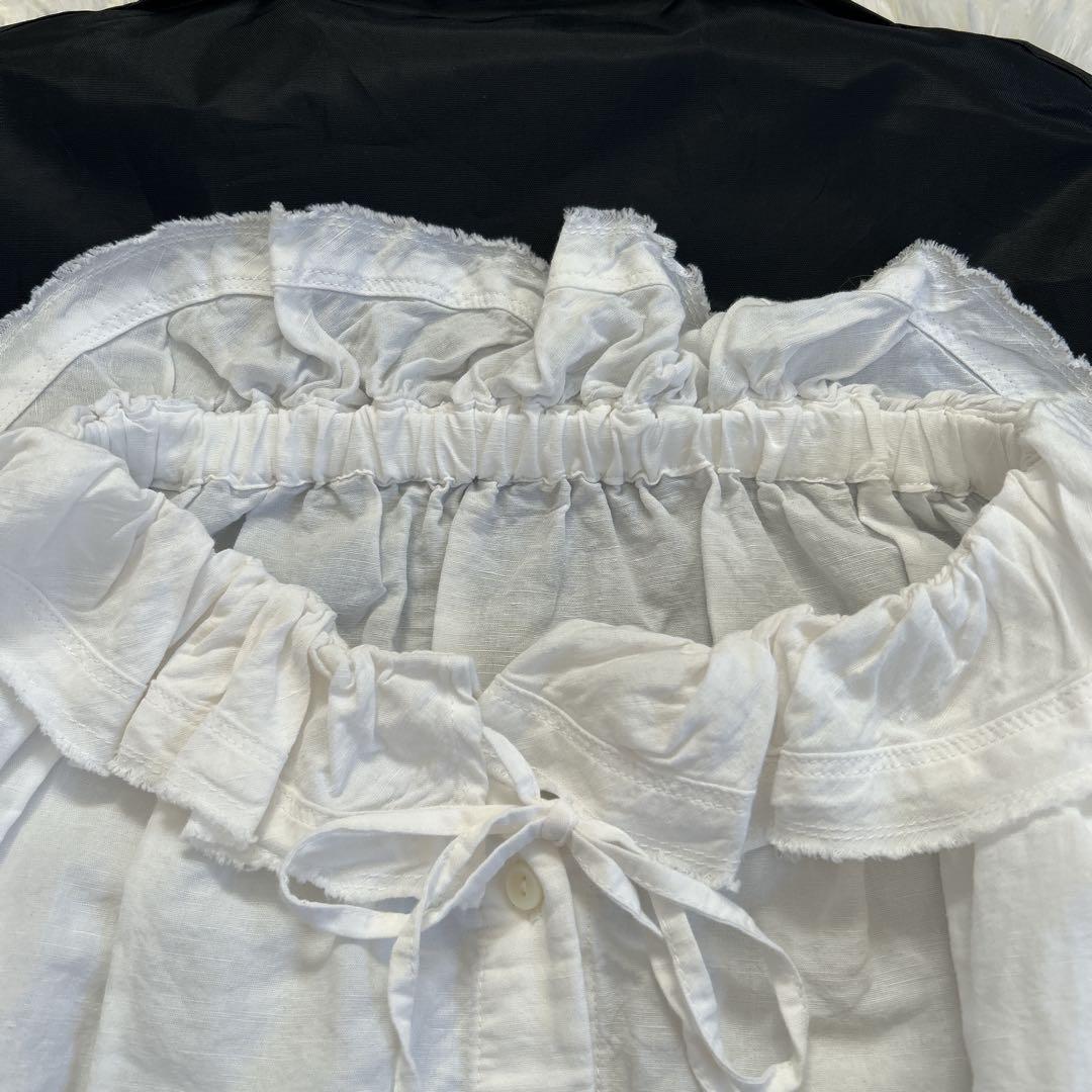 ✨大人気定番✨ネストローブ コットンリネンダンガリーフリルシャツ 近年