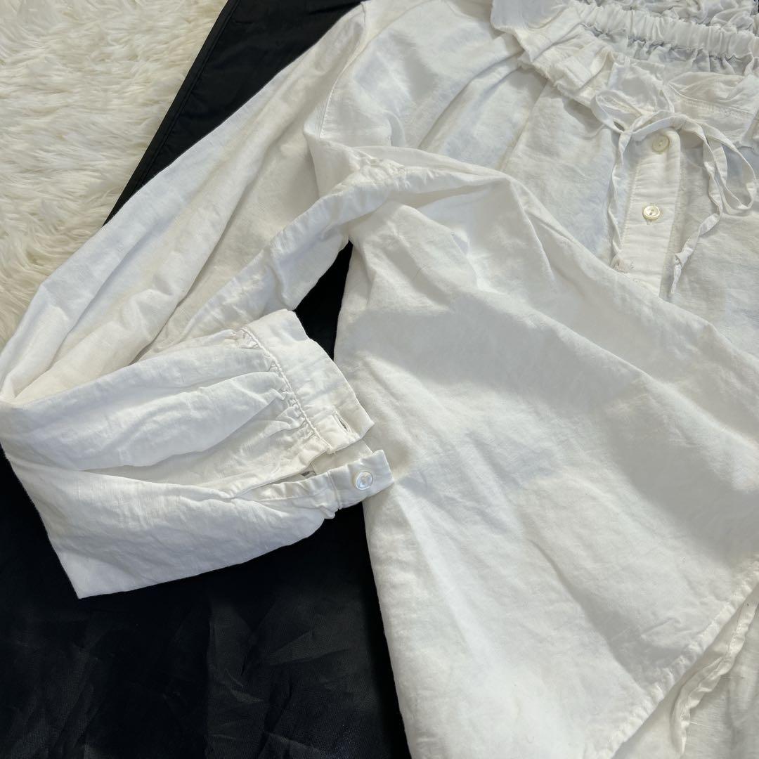 ✨大人気定番✨ネストローブ コットンリネンダンガリーフリルシャツ 近年