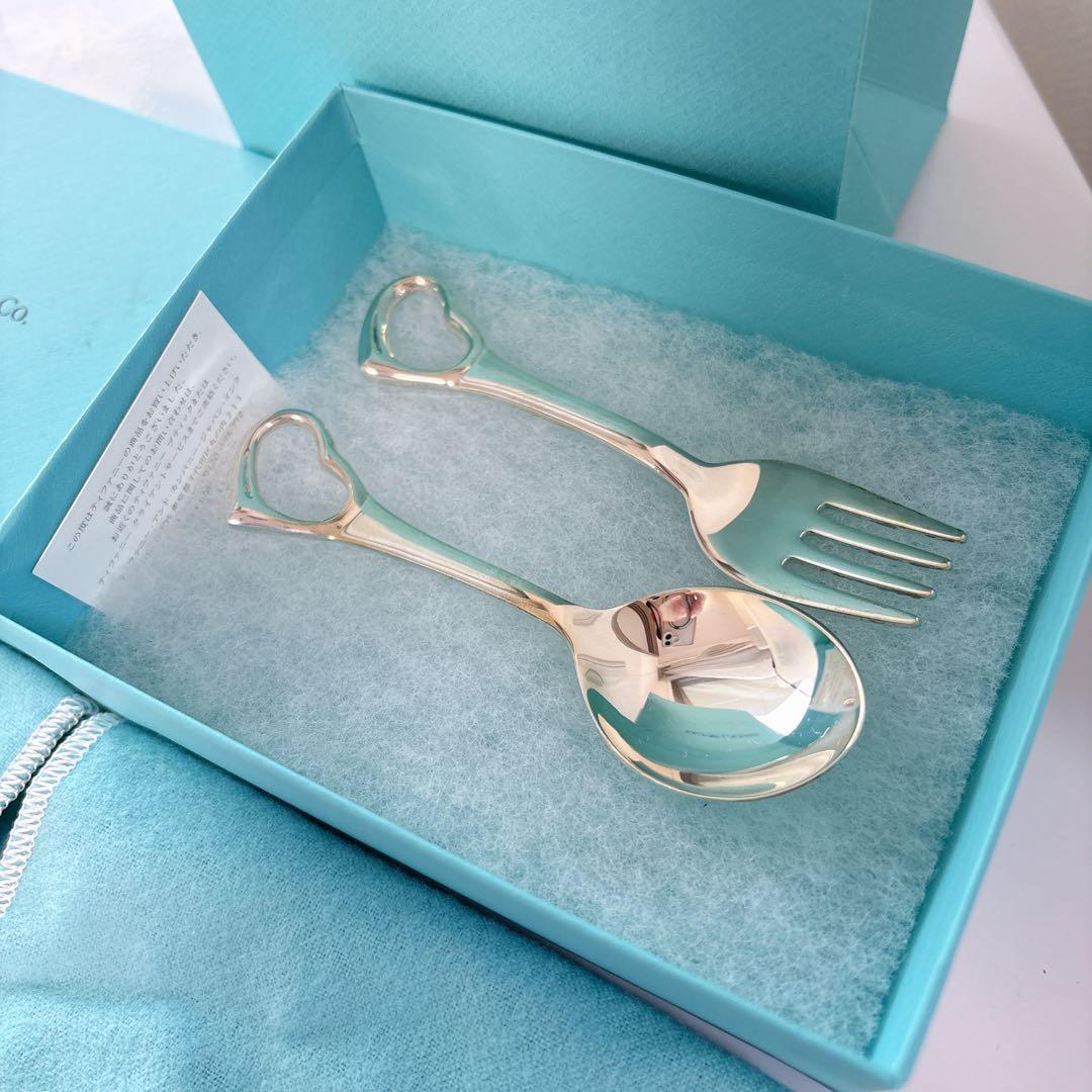 未使用　ティファニー　Tiffany ハートスプーン　ハートフォーク　ベビー