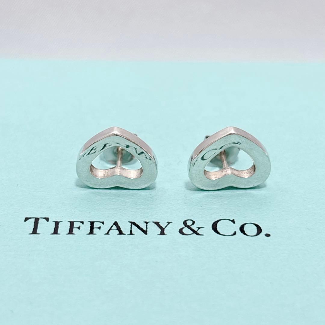 【美品】 ティファニー センチメンタル ハート ピアス オープンハート A483