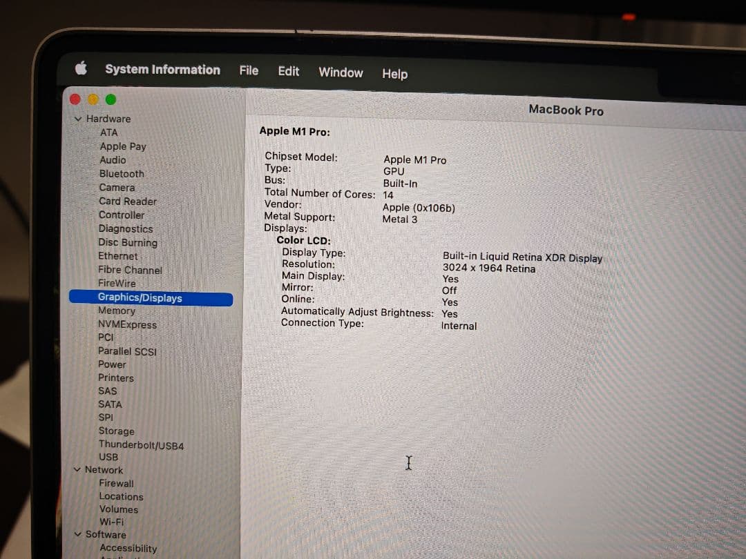 Apple MacBook 14インチ　スペースグレイM1 Pro/16/512