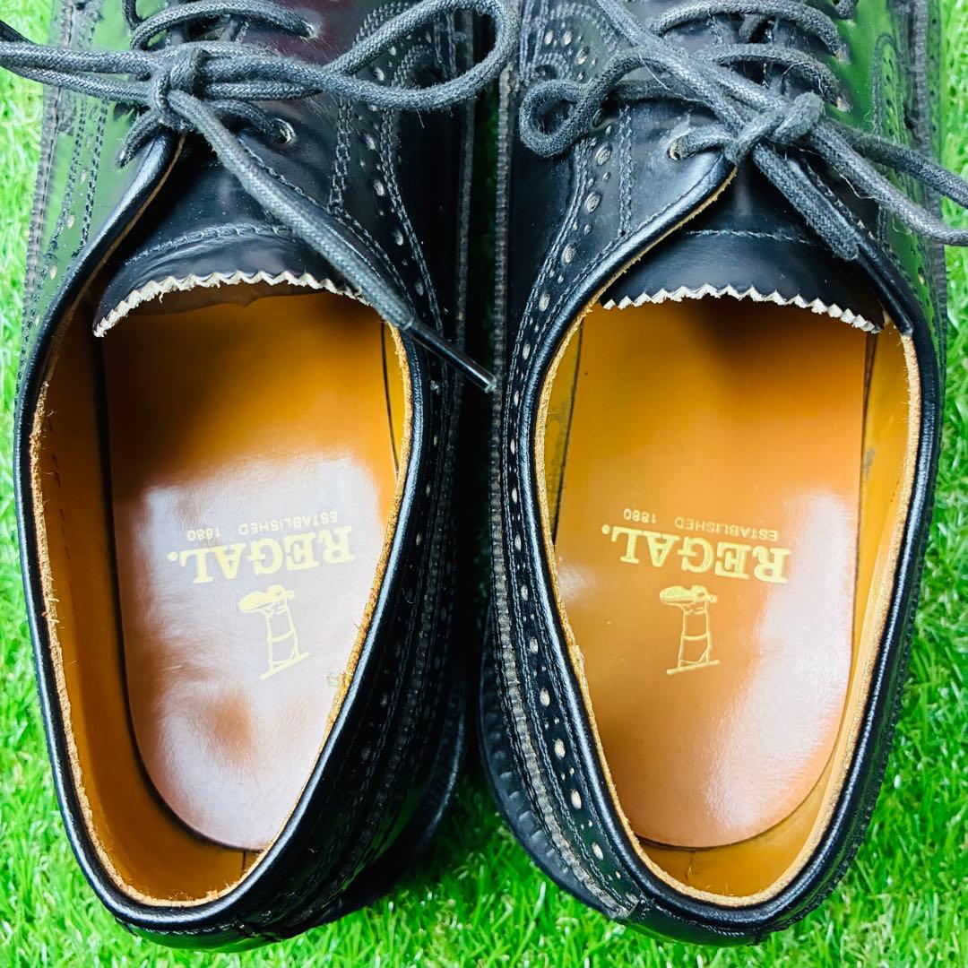 【極美品】REGAL 革靴 外羽根 ウィングチップ レザー 本革 厚底 25