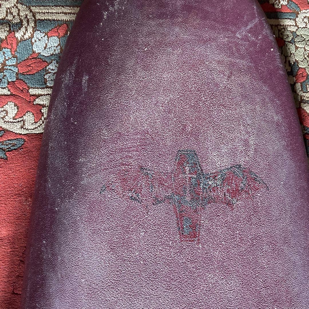 DRAGのスポンジボード8.0パープル ロングボード バットロゴ　シングルフィン