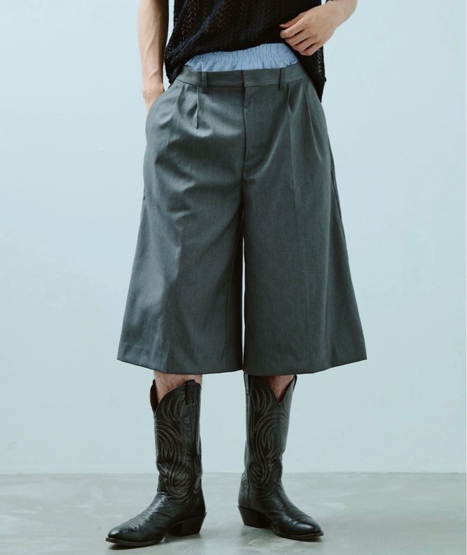 camphor wood レイヤードトランクスワイドスラックスショーツ Mサイズ