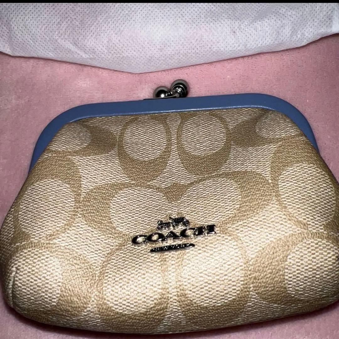 【新品】COACH コーチ がま口 ケース 小銭入れ ベージュ