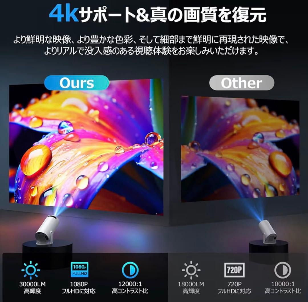 プロジェクター 家庭用アップグレード版-30000LM・Android TV搭載