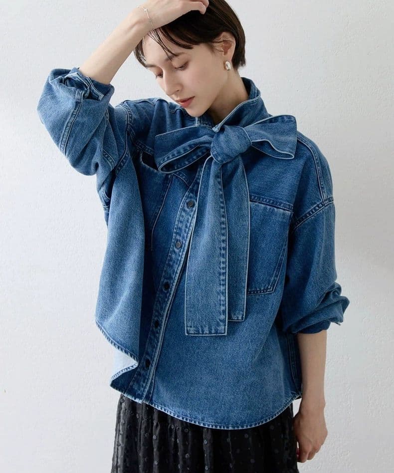 【Whim Gazette】デニムボウタイシャツ