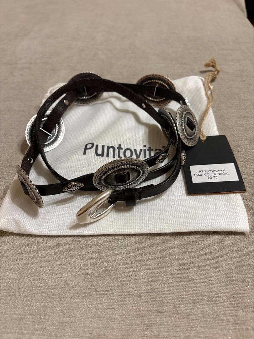 試着のみ★ウィムガゼット Puntovita コンチョ細ベルト レザー ブラウン