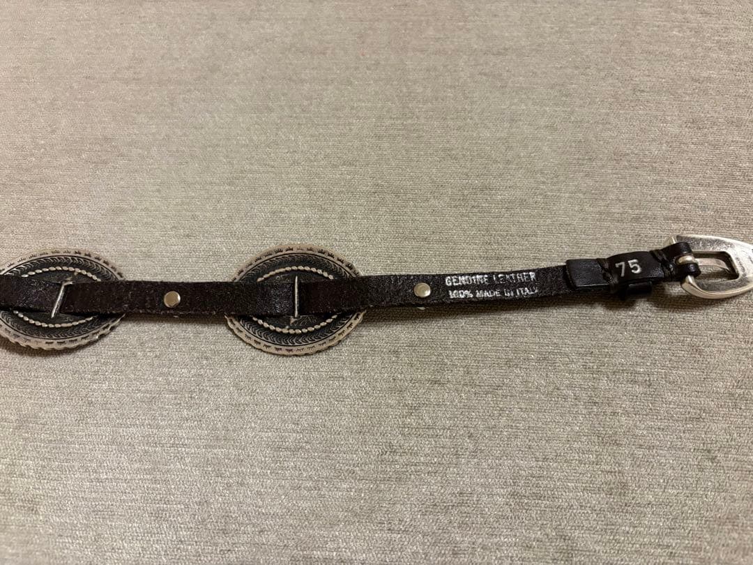 試着のみ★ウィムガゼット Puntovita コンチョ細ベルト レザー ブラウン