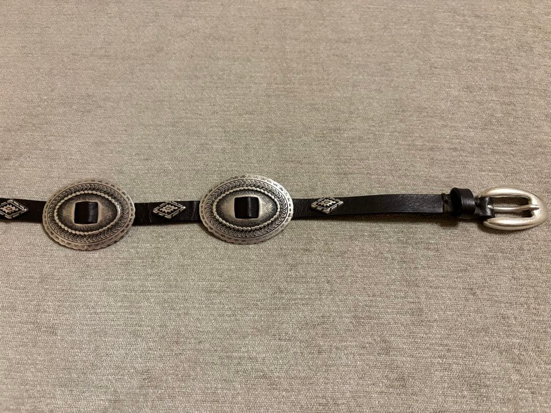 試着のみ★ウィムガゼット Puntovita コンチョ細ベルト レザー ブラウン