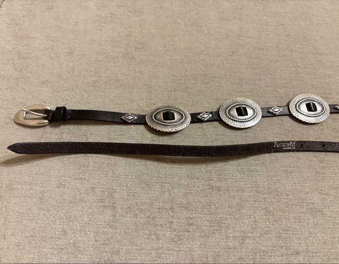 試着のみ★ウィムガゼット Puntovita コンチョ細ベルト レザー ブラウン