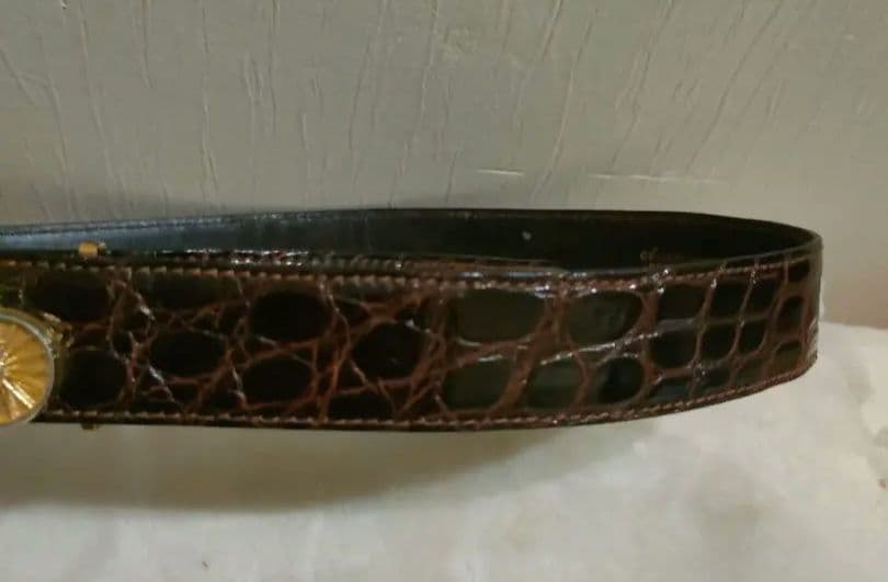 CELINE　セリーヌ ベルト 馬車金具 クロコ型押し レザー 革 ウエスト