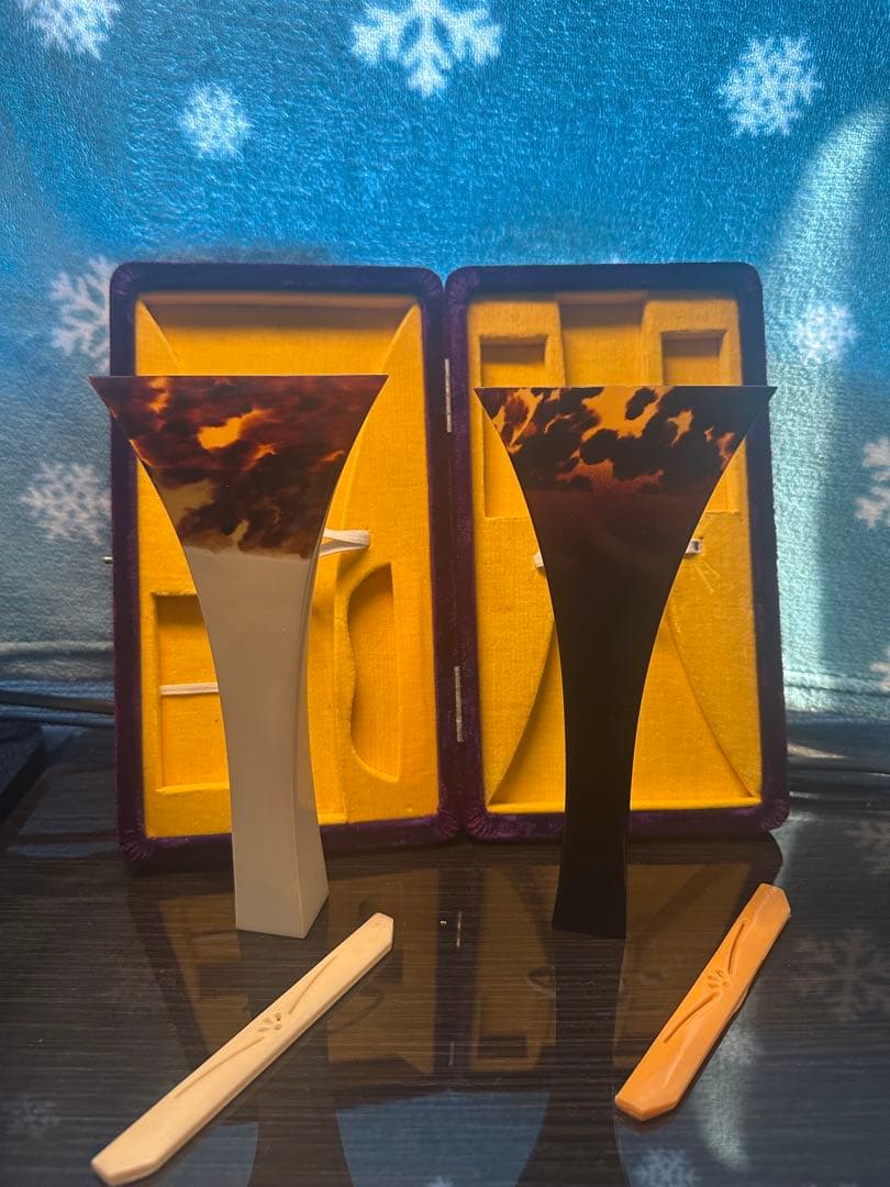 【美品】津軽三味線　鼈甲撥　二本セット 撥ケース付き