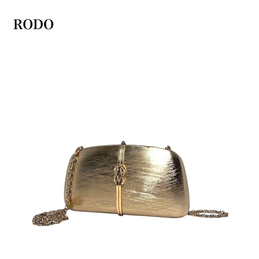 【美品】RODO ロド/ラインストーン金具/チェーン ショルダーバッグ
