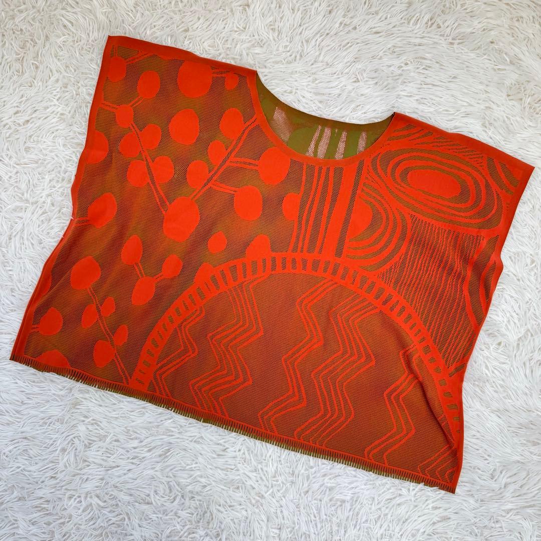 【人気】pleats please 半袖　カットソー　メッシュ　柄　サイズ3