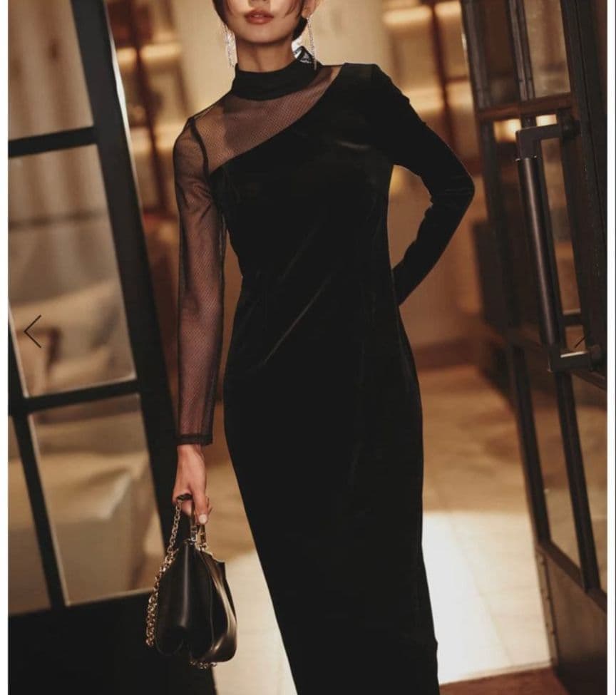 美品　アニュアンス　シアーコンビタイトワンピース