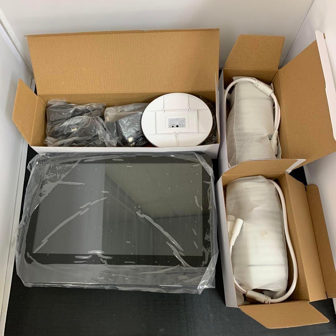 ワイヤレス 防犯カメラセット モニター１台 カメラ２台 ハードディスク内蔵