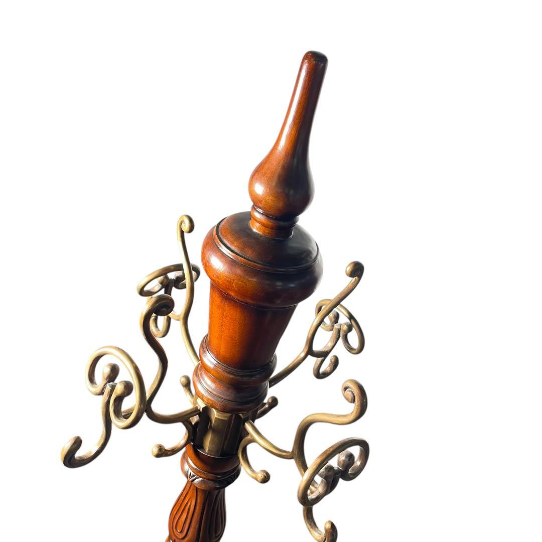 HR595 コートハンガー　高級マホガニー木製 無 垢材 コートスタンド