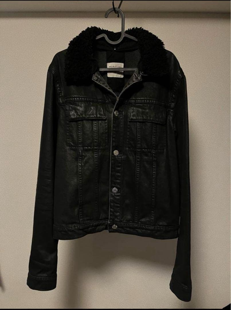 ジャケット・アウター Helmut Lang Fur Collar Wax Denim Jacket