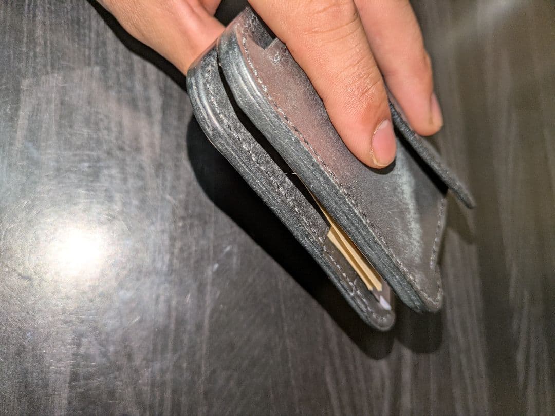 イタリアンレザー コンパクトウォレット マネークリップ式 ハンドメイド 本革