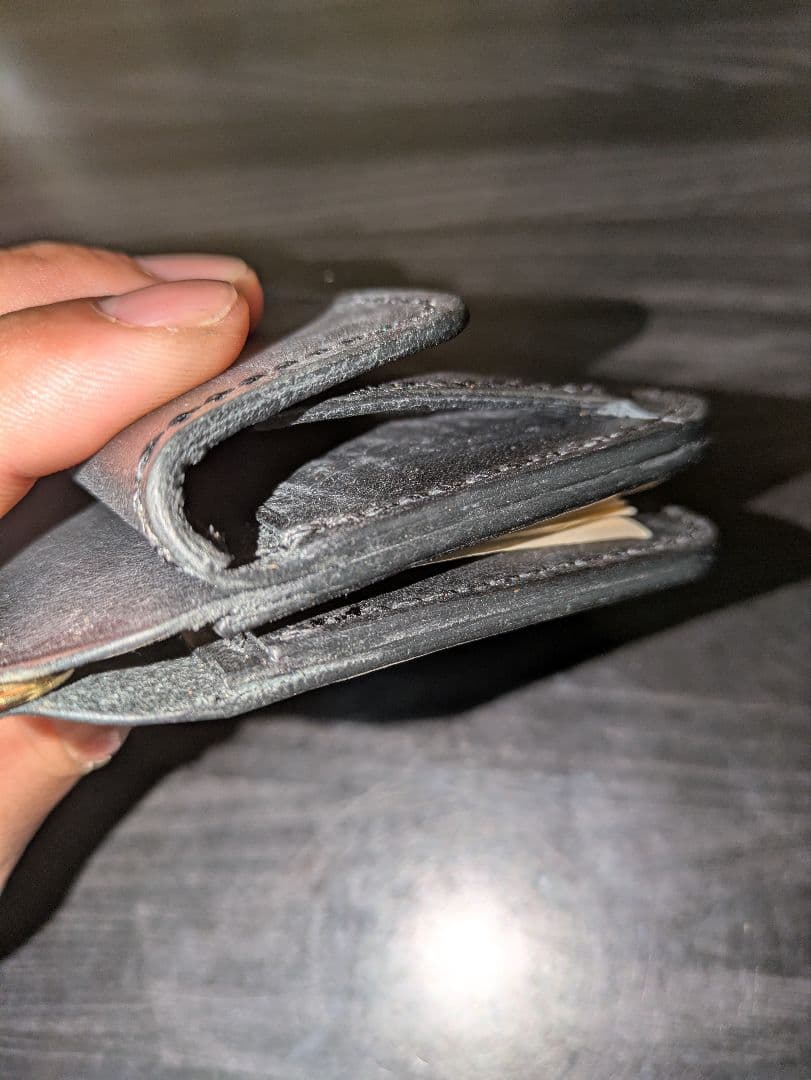 イタリアンレザー コンパクトウォレット マネークリップ式 ハンドメイド 本革