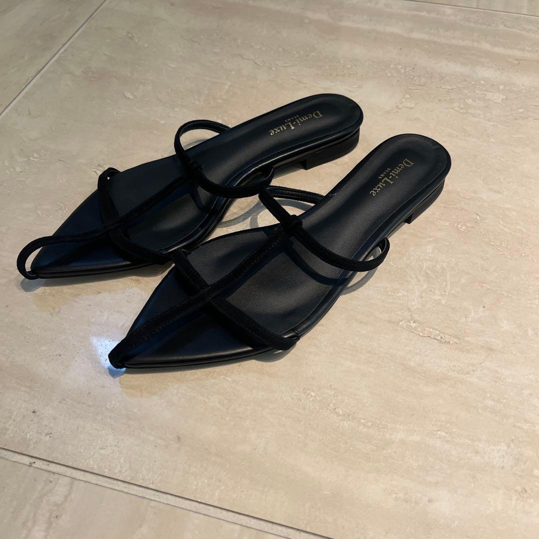美品　Demi Luxe ビームスブラック フラットサンダル　目黒越子